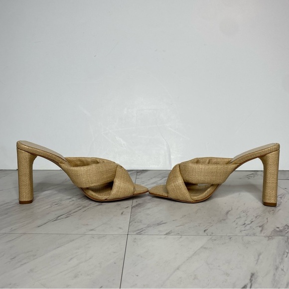 Schutz Fairy Natural Egg Shell Square Toe Heeled Sandal 8 1/2 B - Picture 5 of 14